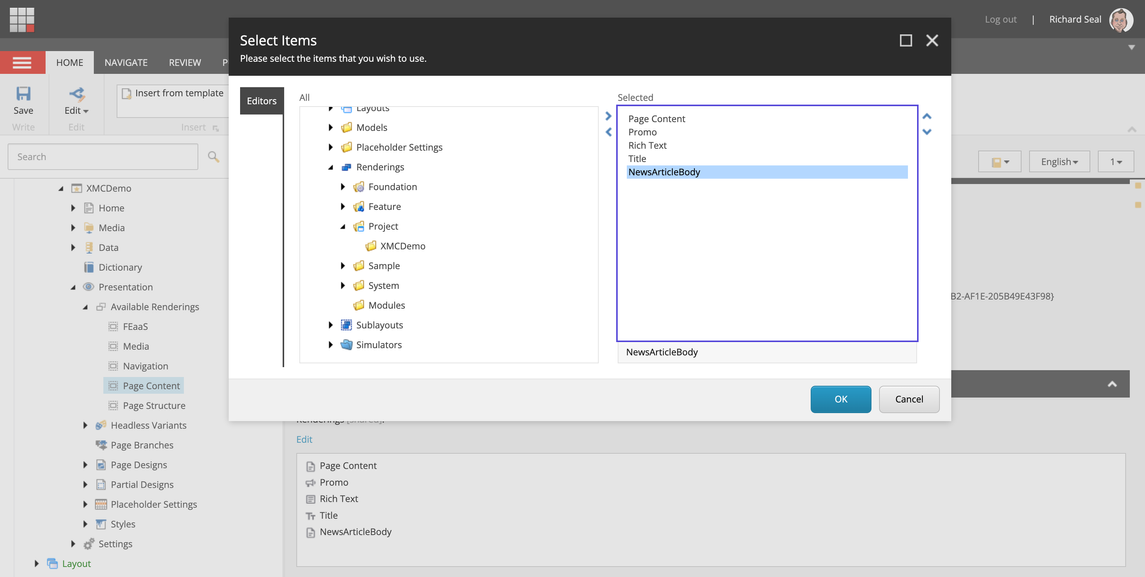 Screenshot showing how to make the component available